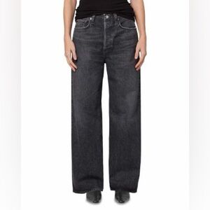 Agolde Black Low Slung Baggy Wide-Leg Jeans Color Ditch